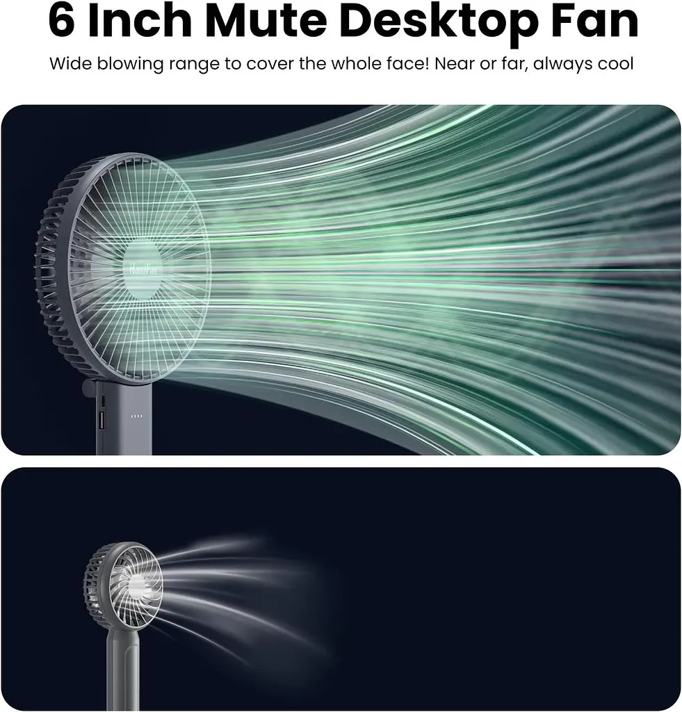 Портативний вентилятор HandFan 6" 4000 мАч з батарейним живленням - фото 3