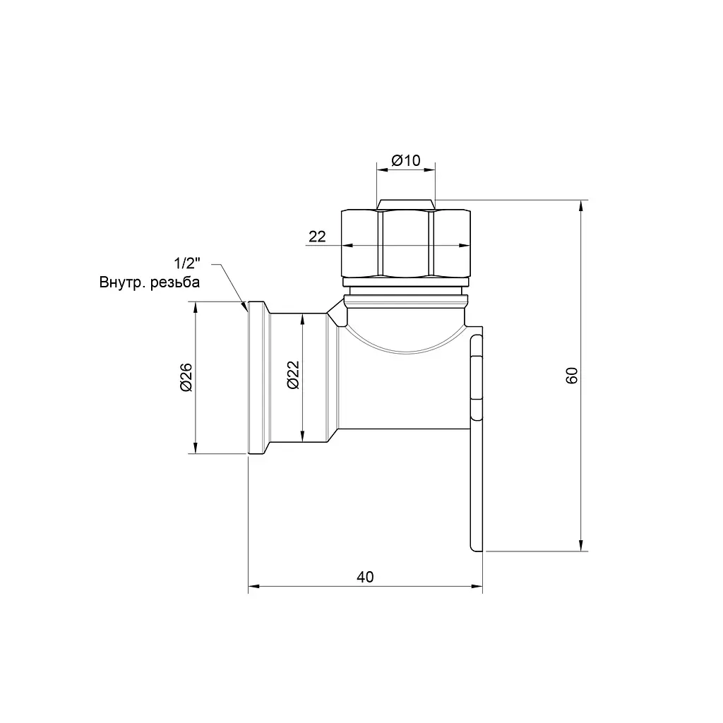Кут обтискний SD Plus настінний 16х1/2" ВР SD162W1615 - фото 2