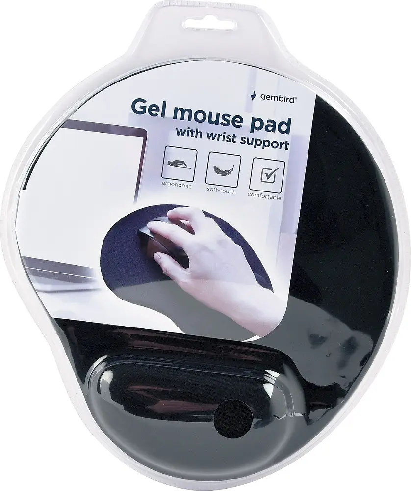 Килимок Gembird Gel Mouse Pad with Wrist Support black (MP-GEL-BK) - фото 4