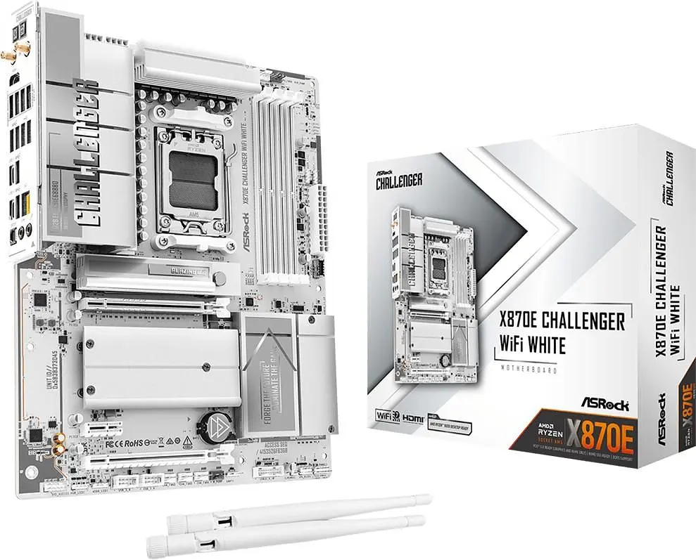 Материнська плата ASRock X870E CHALLENGER WIFI WHITE (X870E CHALLENGER WIFI WHITE) (Socket AM5, AMD X870E, ATX) - фото 2