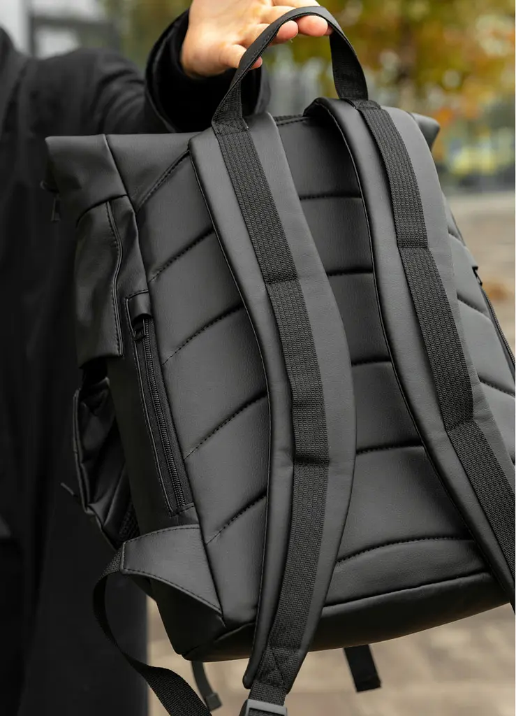 Чоловічий рюкзак рол Sambag RollTop Double чорний 41 х 27 х 18 см (24330001m) - фото 2