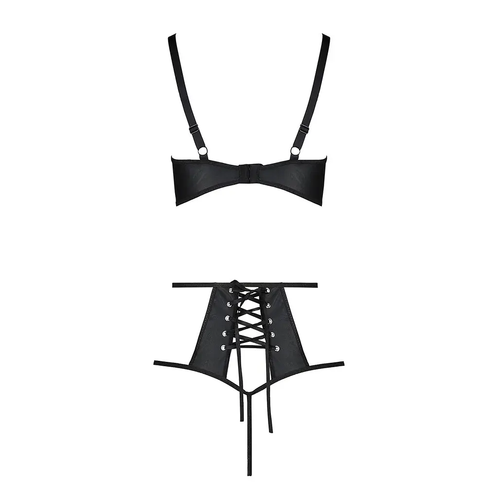 Комплект білизни Passion TASMINA SET XXL/XXXL black, ліф, високі трусики з корсетом ззаду - фото 4