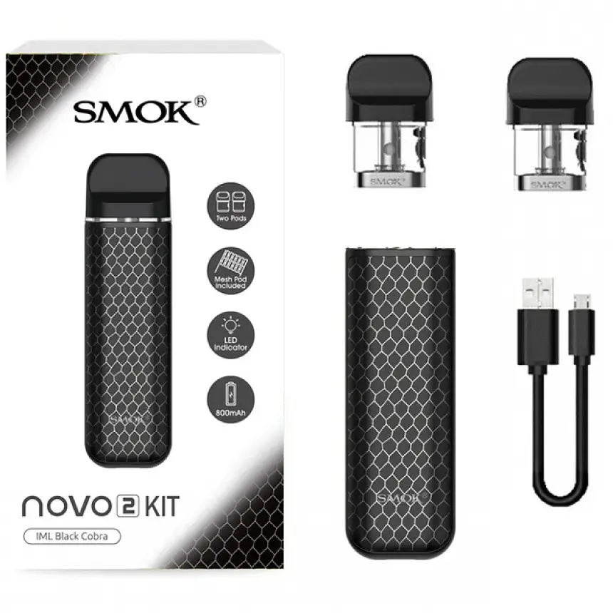 Под-система электронная сигарета Smok Novo 2 Pod Kit 800 mAh 2 ml Black Cobra (11574) - фото 2