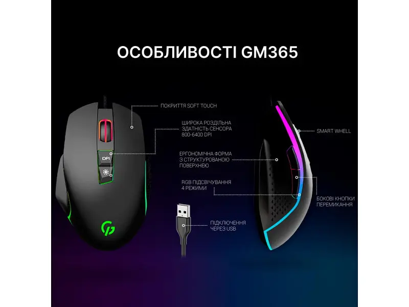 Миша GamePro Nitro USB Black (GM365) - фото 9