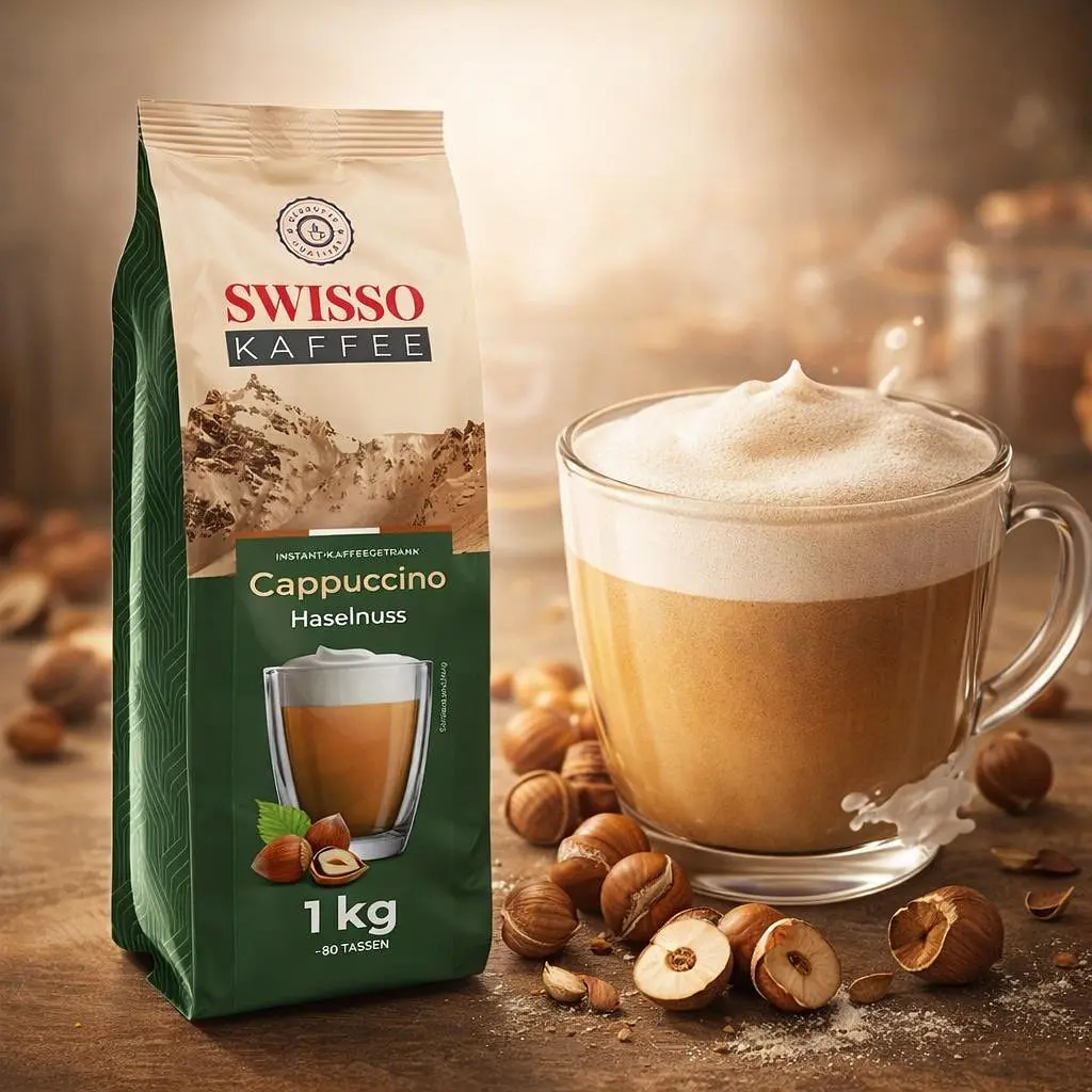 Капучино Swisso Kaffee Cappuccino Haselnuss зі смаком лісового горіха 1 кг - фото 4