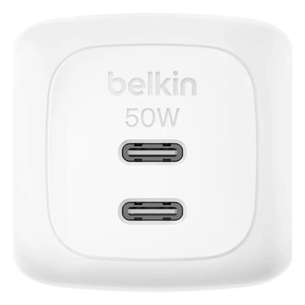 Зарядний пристрій Belkin 2xUSB-C PD50W GaN PPS white (WCH019KQWH) - фото 4