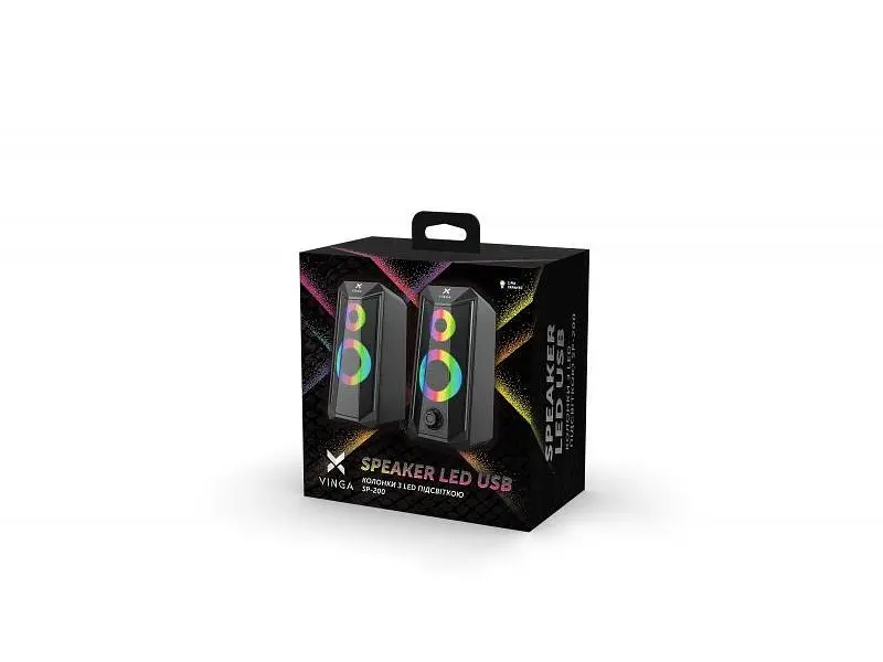 Комп'ютерні колонки Vinga SP-200 LED USB Black - фото 4