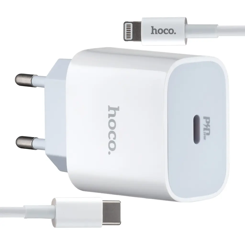 МЗП Hoco C76A Plus Speed source PD20W charger set Type-C to Lightning ( EU ) White