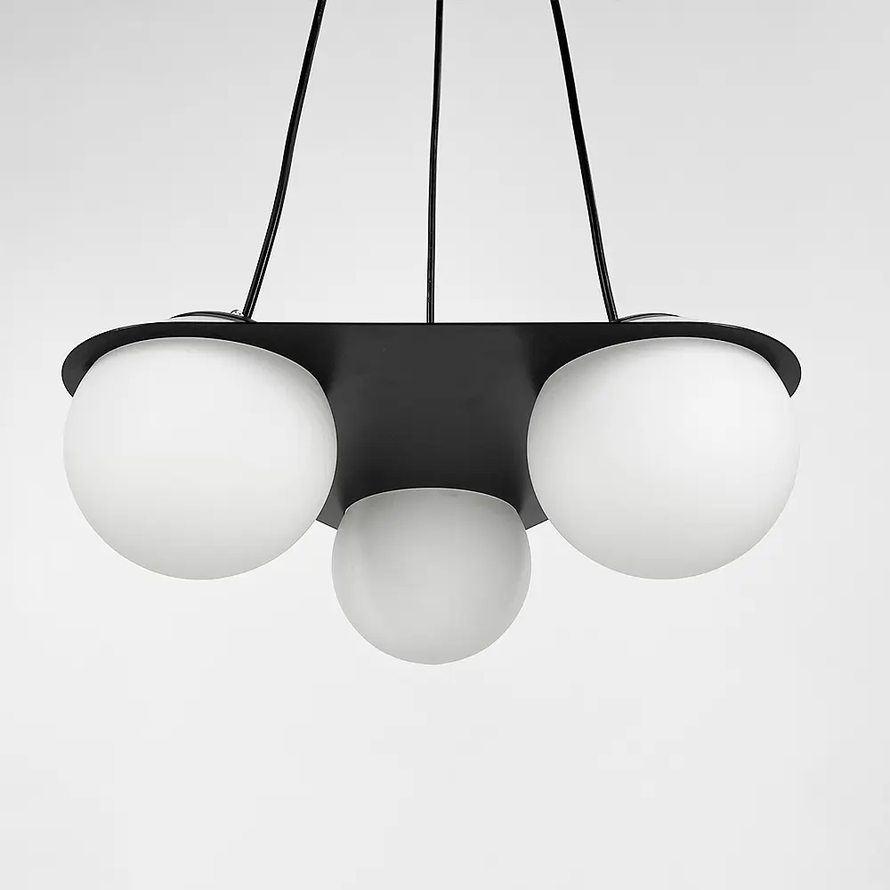 Подвесная люстра с тремя плафонами в сферических мотивах Ст. 922/3 BK+WT | Line F - фото 6