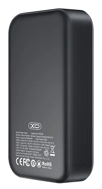 Універсальна мобільна батарея - зовнішній акб XO PR232 10000 mAh PD 30W + PPS 33W чорний - фото 3
