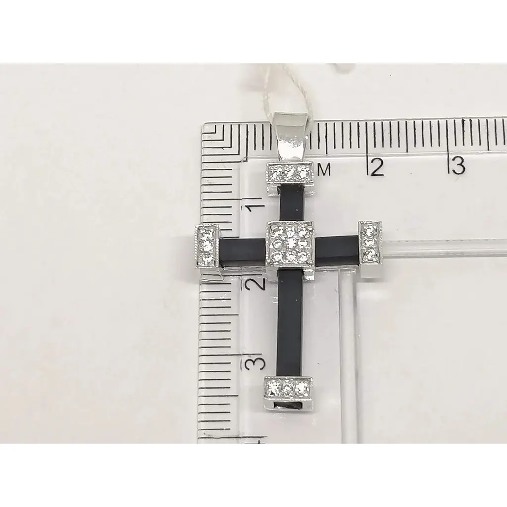 Золотой крестик Гаразд с каучуком и фианитами. 3541757Б - фото 5