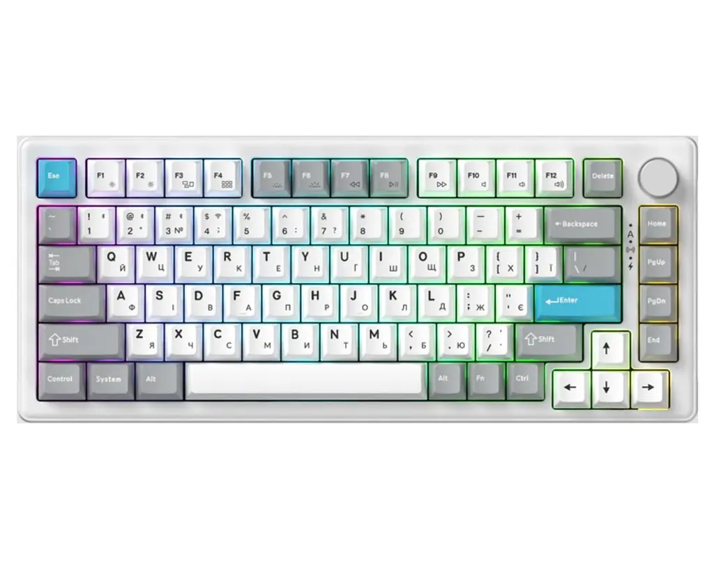 Клавиатура игровая механическая GamePro MK-266-WH Asgard Yord Keychron Super Red Switch Bluetooth 5.2/2.4 ГГц/USB White - фото 18