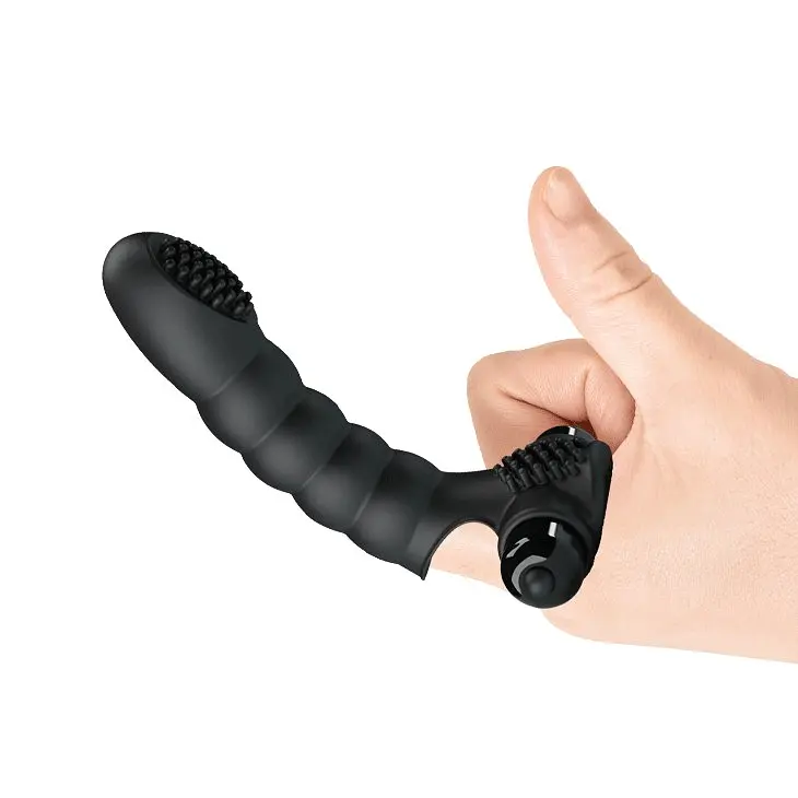 Вібронасадка на палець Pretty Love Alexander Finger Vibrator Black, 13х2.6 см (чорний) - фото 6