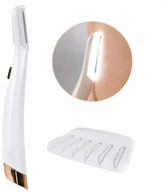 Портативний тріммер-епілятор для обличчя від батарейок Flawless Dermaplane • Тріммер для брів із підсвічуванням - фото 5