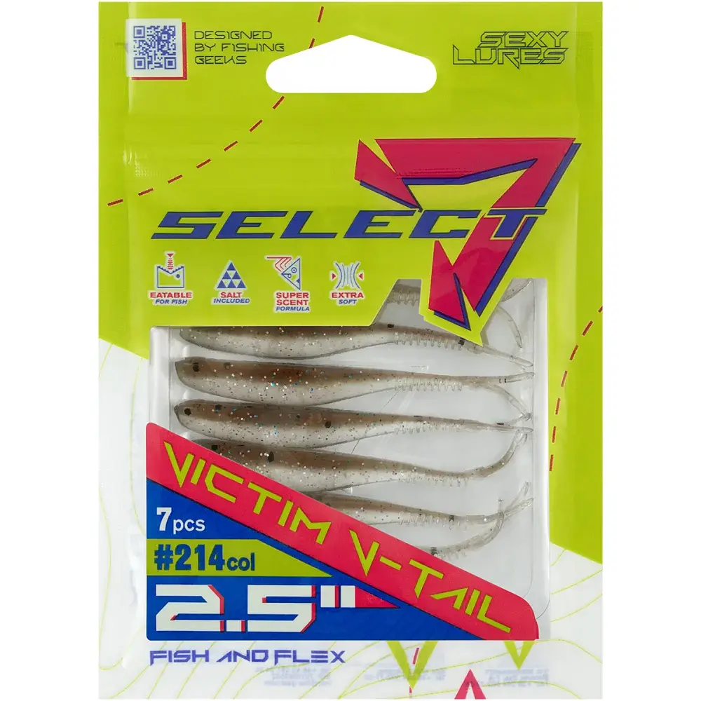 Силікон Select Victim V-Tail 2.5" 214 FE (7 шт/уп) - фото 2