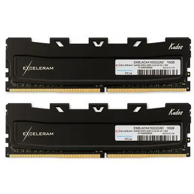 Модуль пам'яті для комп'ютера DDR4 16GB (2x8GB) 3200 MHz Black Kudos eXceleram (EKBLACK4163222AD) - фото 5