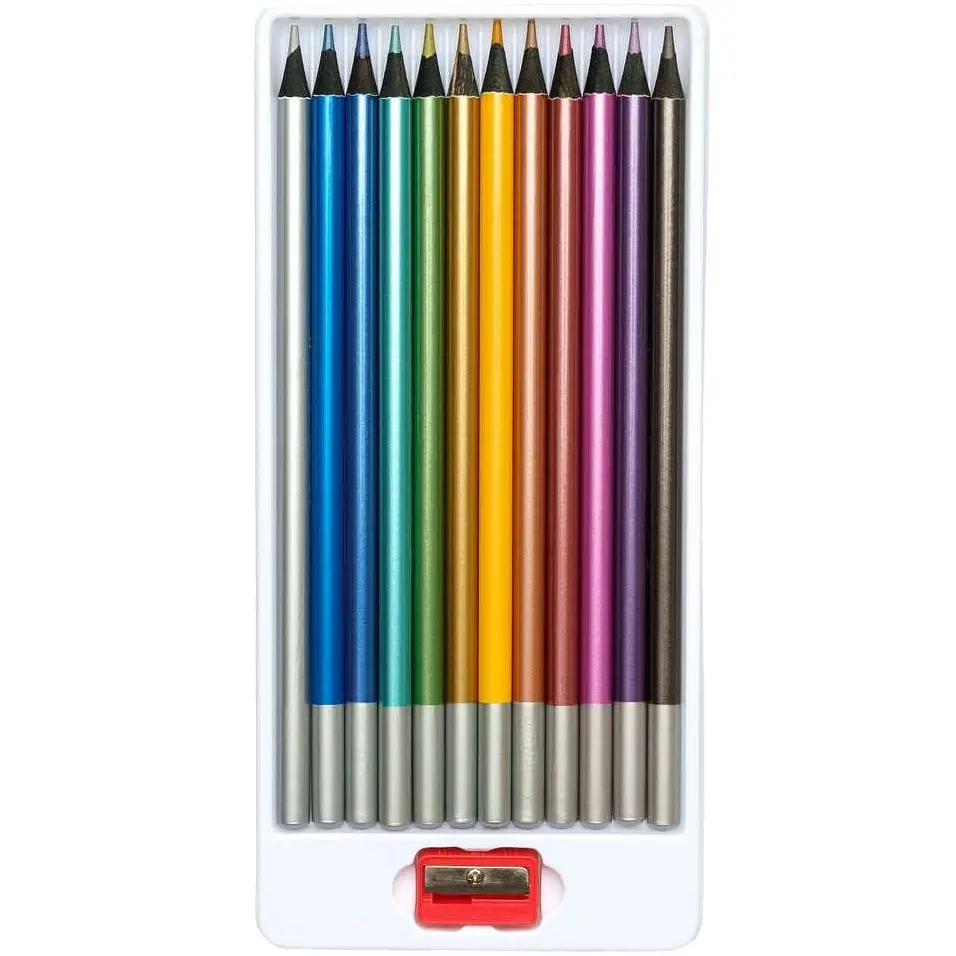 Олівці кольорові Школярик Металік з точилкою 12 кольорів (312114002-UA) - фото 2