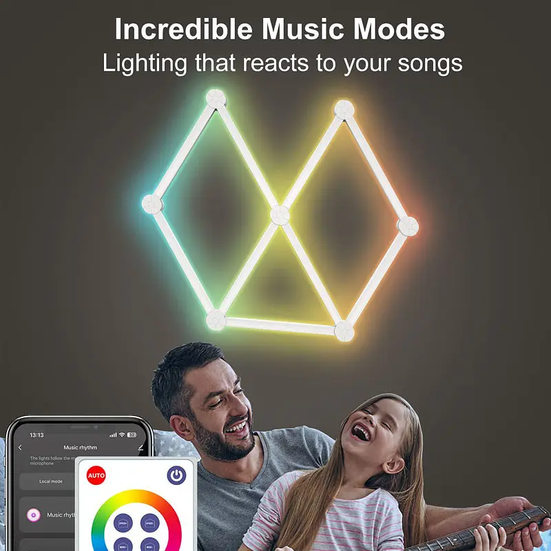 Модульний настінний світильник LED RGB 5V SAL-014B 9pcs Bluetooth USB with app White Epik teh0029695 - фото 3