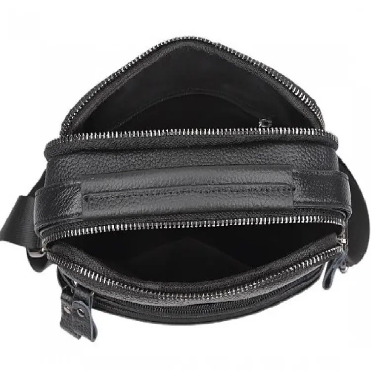 Шкіряна чоловіча сумка-барсетка 21х25х6, месенджер з ручкою Tiding Bag 73957 чорна 210 мм - фото 7