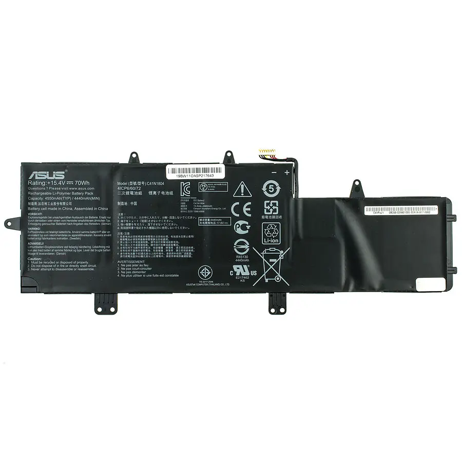 Акумулятор для ноутбука Asus C41N1804 (ZenBook Pro 14 UX450FD, UX450FDX) 15.4V 4550 mAh 70Wh Black (0B200-02980100) - фото 3