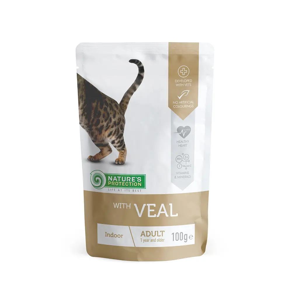 Вологий корм для дорослих котів з телятиною Nature's Protection Indoor with Veal, 100г