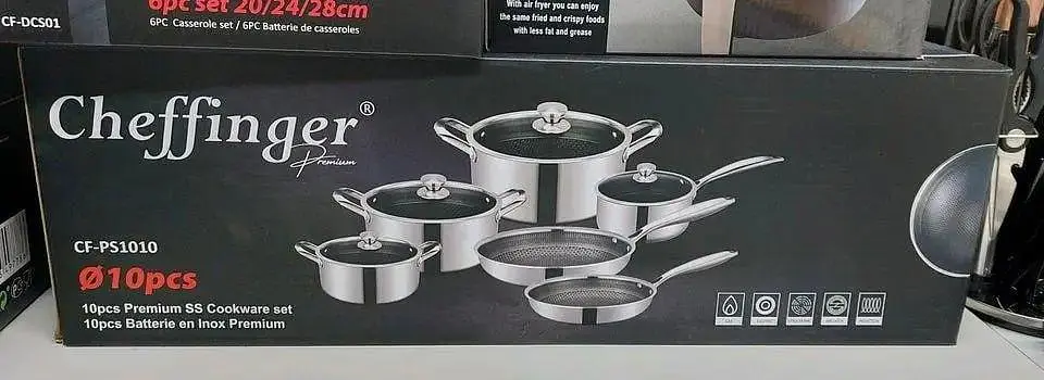 Набір посуду Cheffinger cf-ps1010 антипригарне покриття нержавіюча сталь 10 предметів - фото 6