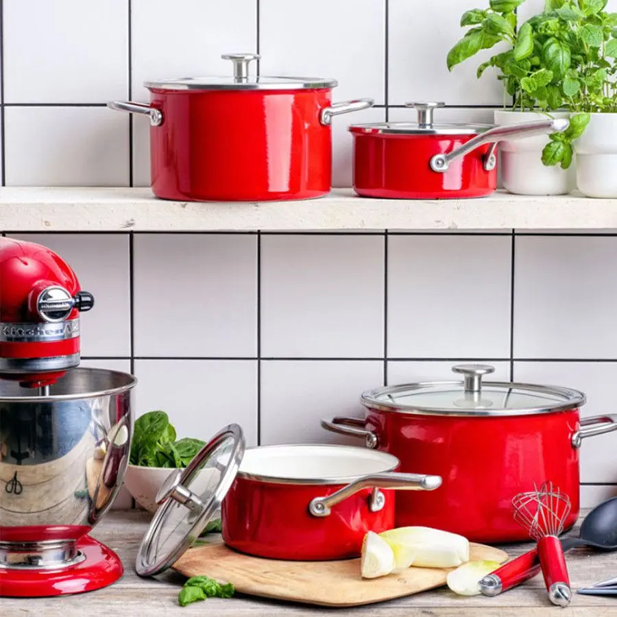 Каструля з кришкою KitchenAid Steel Core, 20 см, 3,7 л, червоний - фото 2