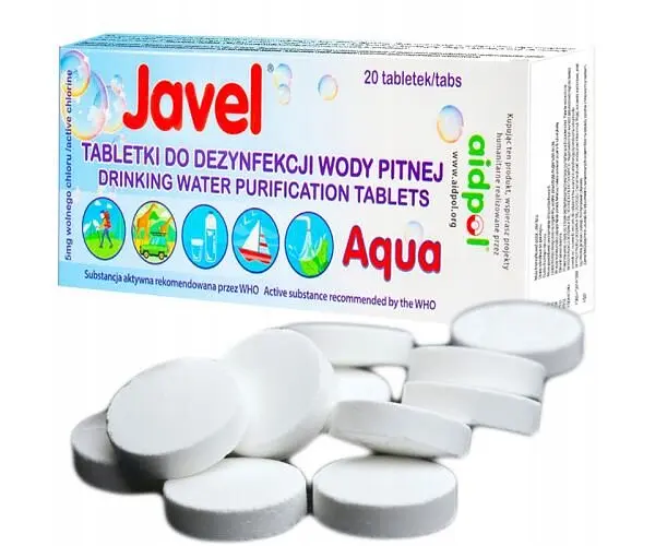 Javel aqua, 20 шт., Жавел Аква, Таблетки для дезінфекції питної води - фото 2