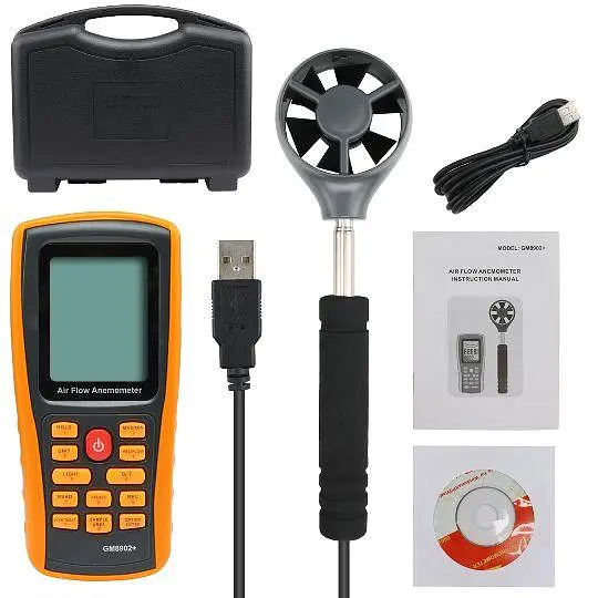 Анемометр профессиональный USB 0.3-45м/с 0-45°C Benetech 14.5x7.2x3.5 см hoz0010066 - фото 3