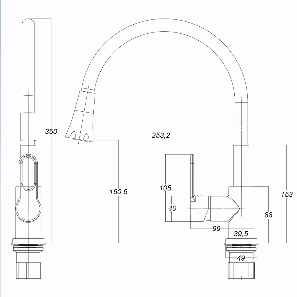 Змішувач для кухні Globus Lux Dolly GLD-0203LA-B01 стильний кран для миття з високим зливом для зручності використання - фото 8