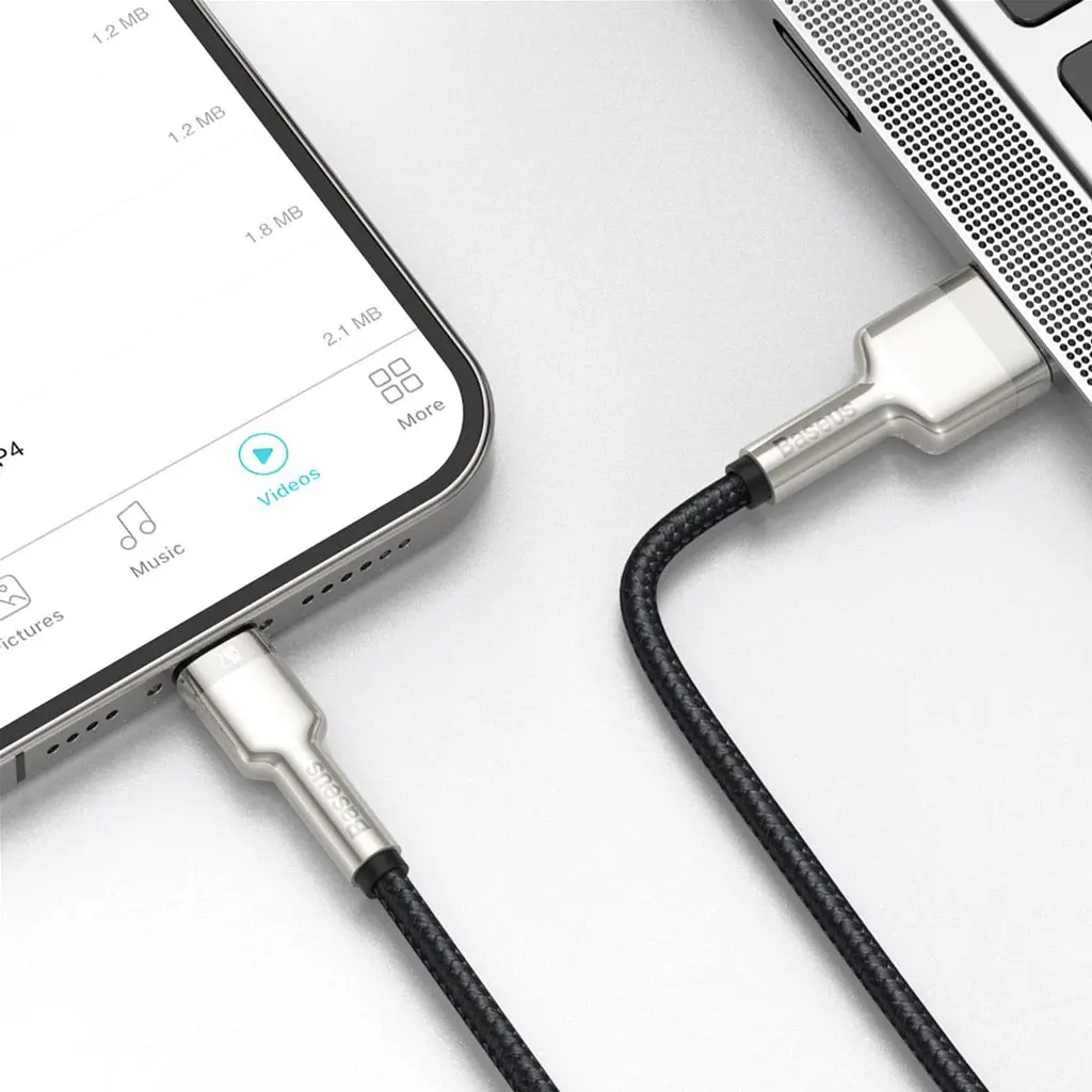 Кабель Baseus Cafule Metal USB to Lightning 2.4A 0.25m Black (CALJK-01) [78967] - фото 5
