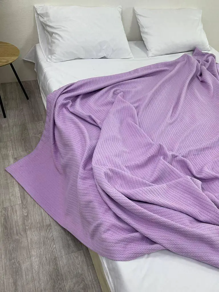 Покривало Zeintex Косичка бавовняне лілове 180х220 см - фото 2