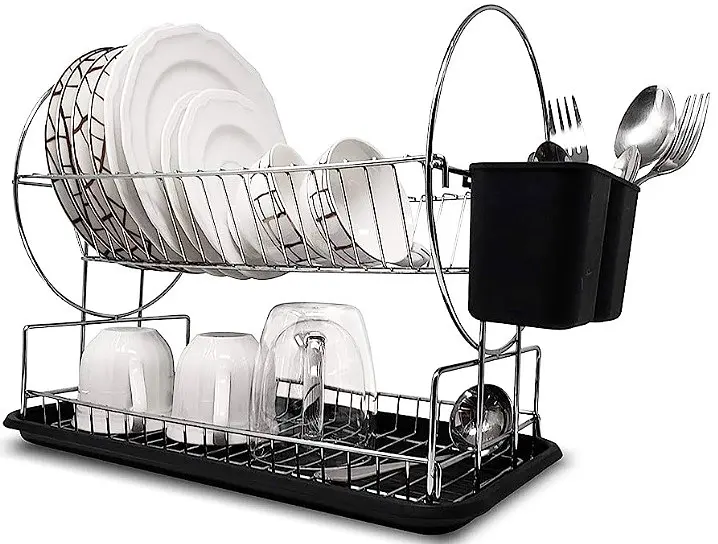 Сушилка для посуды Dish Rack WL-2605 двухъярусная с поддоном и отсеком для приборов - фото 3