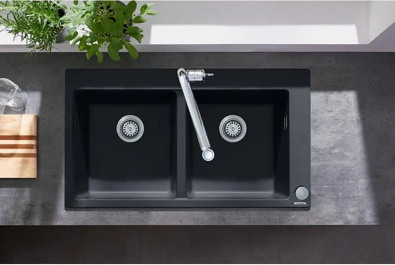Кухонная мойка Hansgrohe S510-F770 770x510 на две чаши 370/370 Graphiteblack 43316170, Черный - фото 5