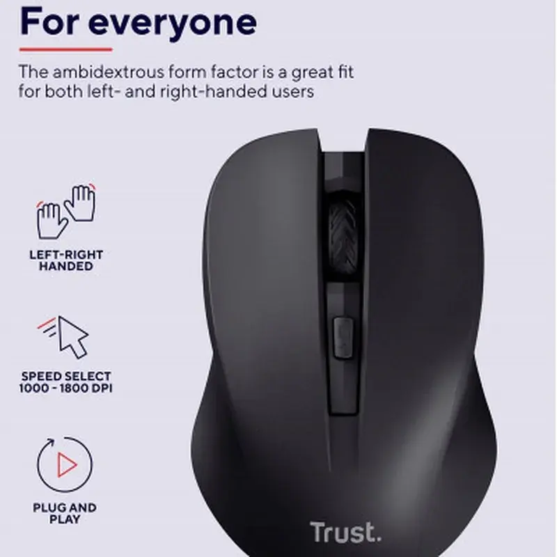 Мишка Trust Mydo Silent Wireless Black (25084) - фото 6