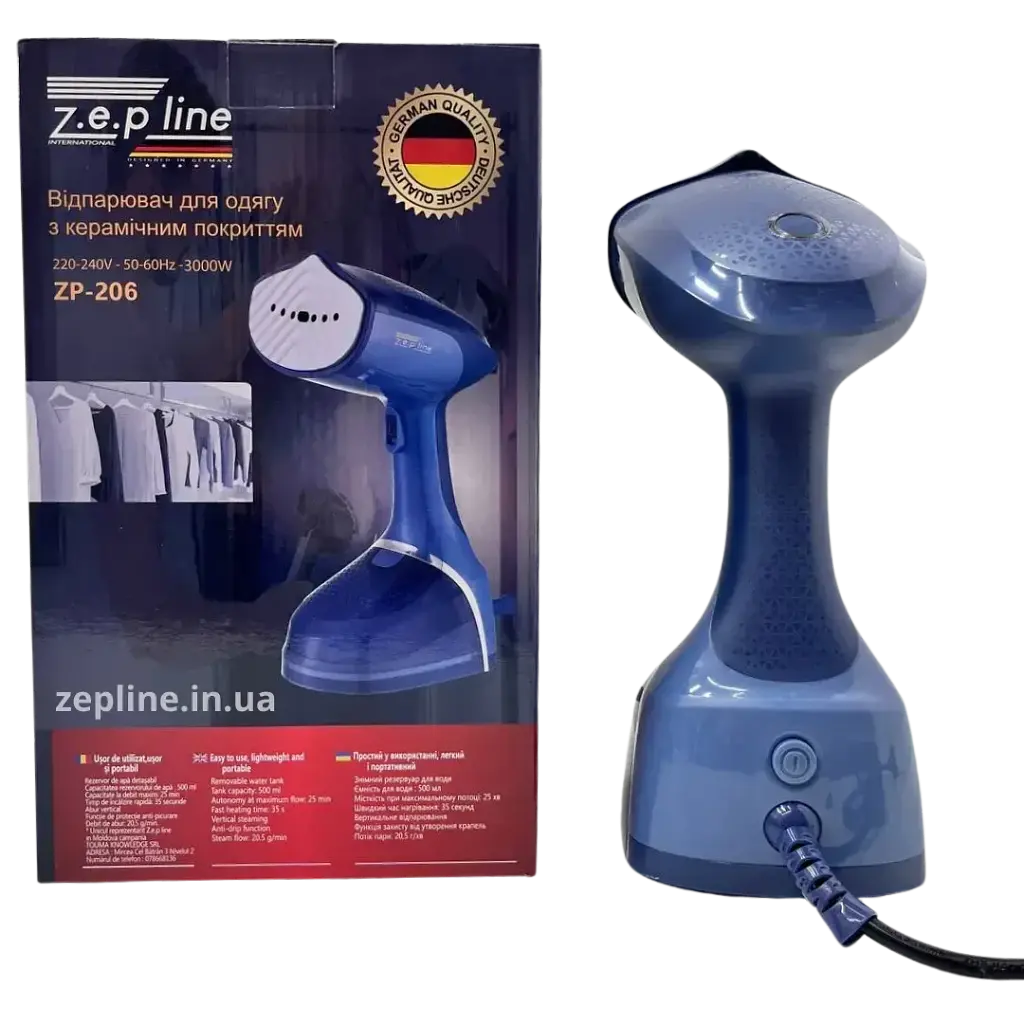 Відпарювач Zepline ZP-206 Синій – компактний, 3000 Вт, резервуар 500 мл - фото 6