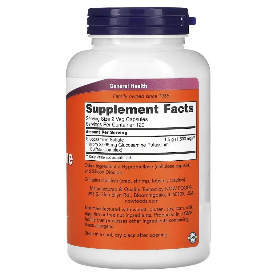 Препарат для суглобів і зв'язок NOW Glucosamine Sulfate 750 mg, 240 капсул - фото 2
