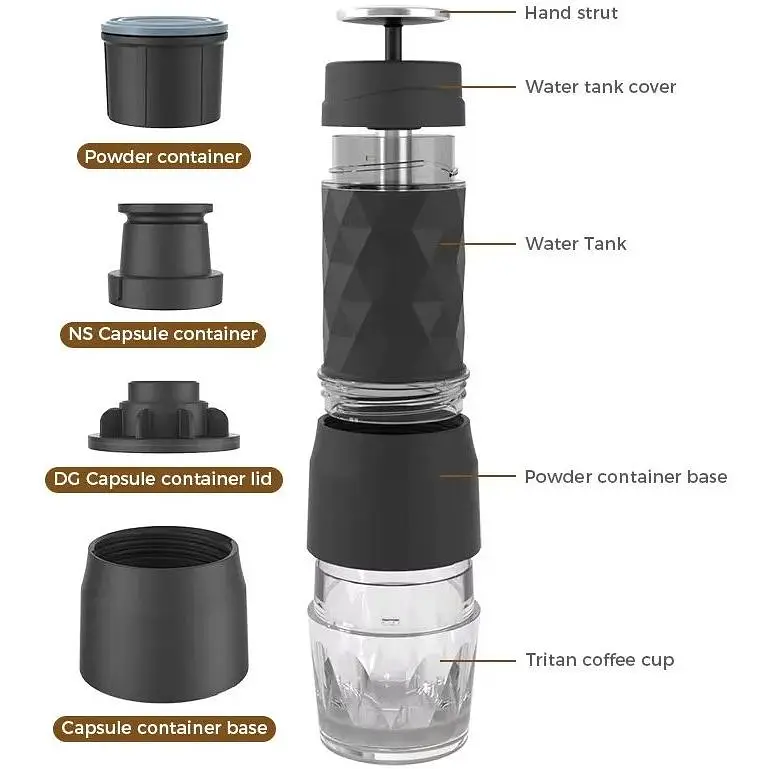 Портативная кофеварка Biolomix Espresso Machine HS-8439 для капсул и молотого кофе черная - фото 7