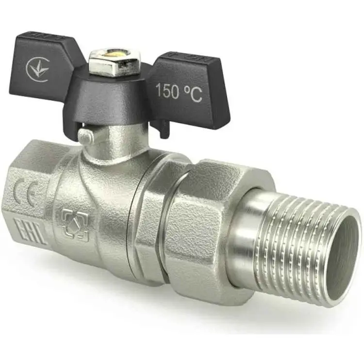 Кран кульовий з американкою RAFTEC 3/4" ВЗ, DN20, DRBS2, CW617N, метелик, BLACK