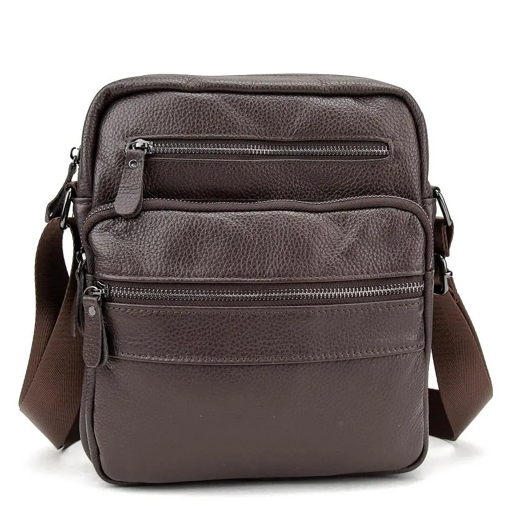Чоловіча шкіряна сумка через плече Tiding Bag M56-9981C коричнева - фото 3