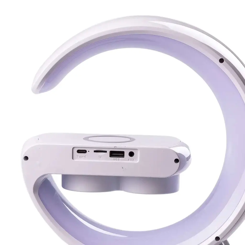 Портативная колонка Smart X BT/TF/Wireless Charger/USB/FM/AUX/Clock UR126 c RGB-подсветкой 15 Вт, белая - фото 4