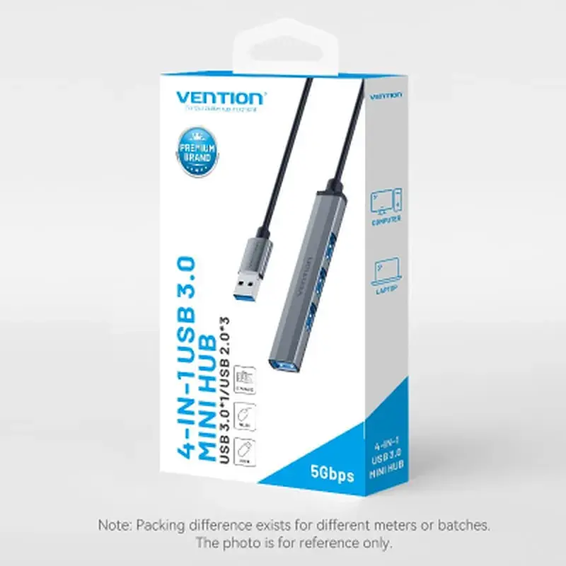 Концентратор Vention USB 3.0 to 1xUSB 3.0 + 3xUSB 2.0 0.15m gray (CKOHB) - фото 9