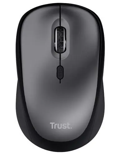 Миша бездротова Trust Yvi+ Silent, Grey/чорний, USB, оптична, 800/1600 dpi, 4 кнопки, гніздо для зберігання приймача USB, 1xAA