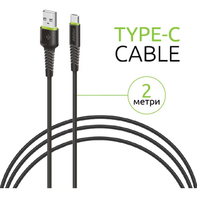 Дата кабель USB 2.0 AM to USB-C 2.0m CBFLEXT2 Black Intaleo (1283126521423) - фото 3