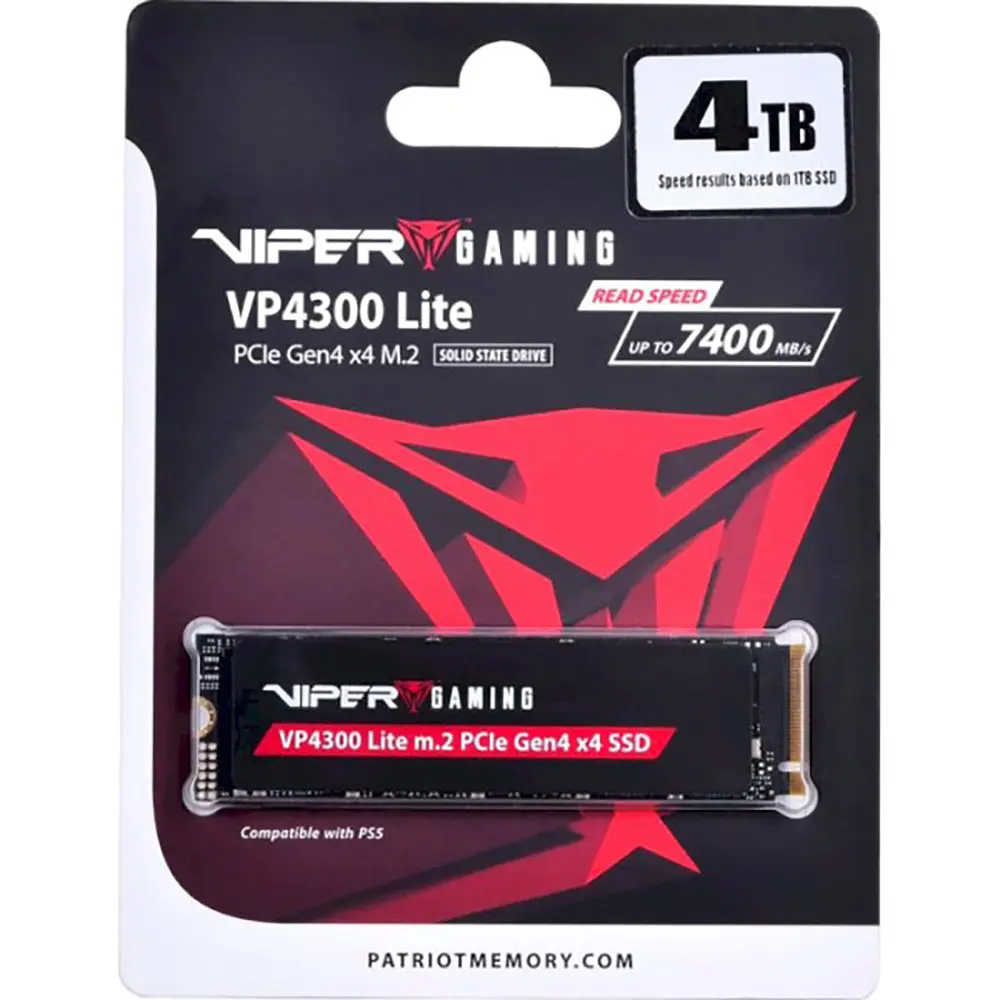 Накопитель SSD M. 2 Patriot Viper VP4300 Lite 4TB NVMe 2. 0 2280 PCIe Gen4 x4 6400/7400 3D TLC - фото 2