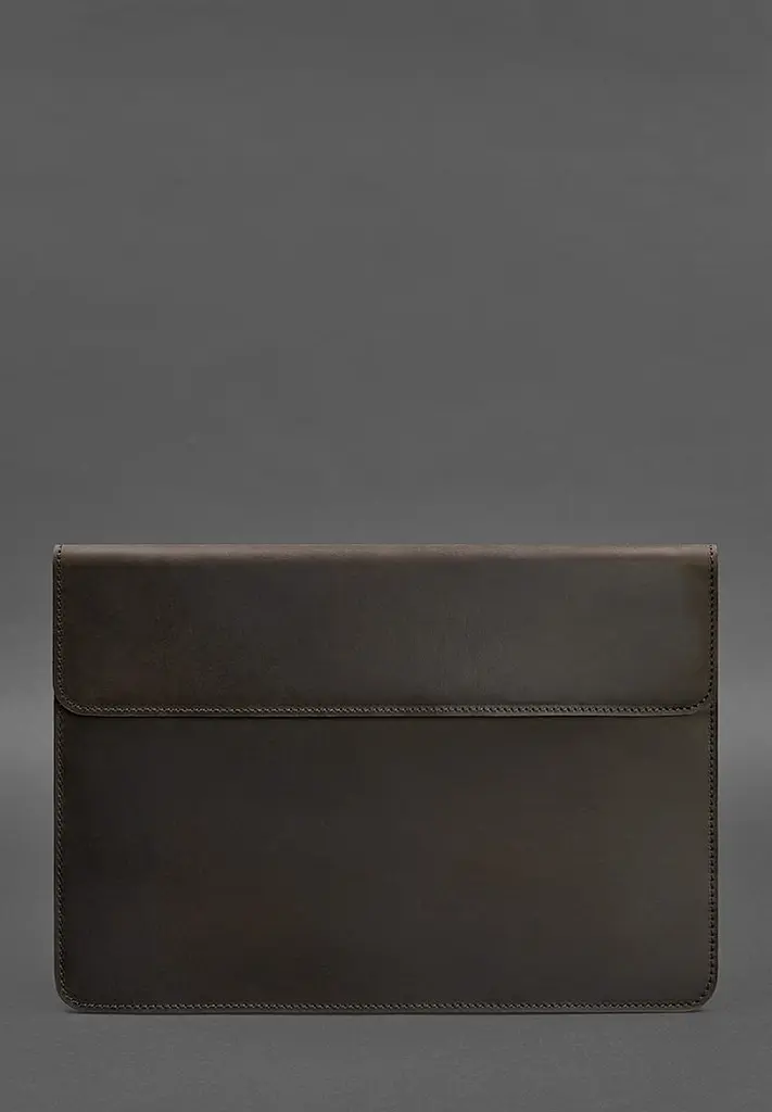 Кожаный чехол-конверт BlankNote на магнитах для MacBook 13 Темно-коричневый Crazy Horse - фото 2