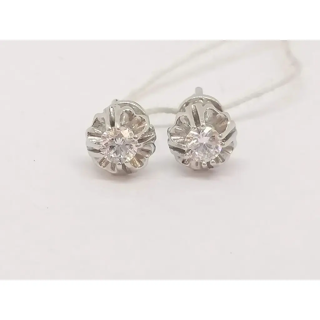 Золоті сережки-пуссети Столична Ювелірна Фабрика з фіанітами. 113901Б - фото 2