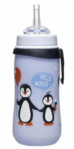 Поїльник з трубочкою Nip Straw Cup Пінгвіни, 330 мл, світло-блакитний (35067) - фото 2