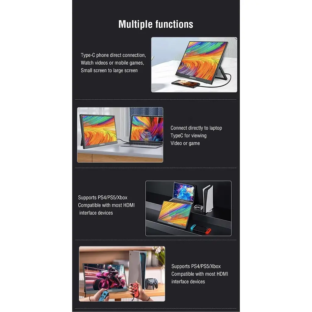 Портативный монитор Anmite A160W03 16" IPS Full HD Black [139540] - фото 6