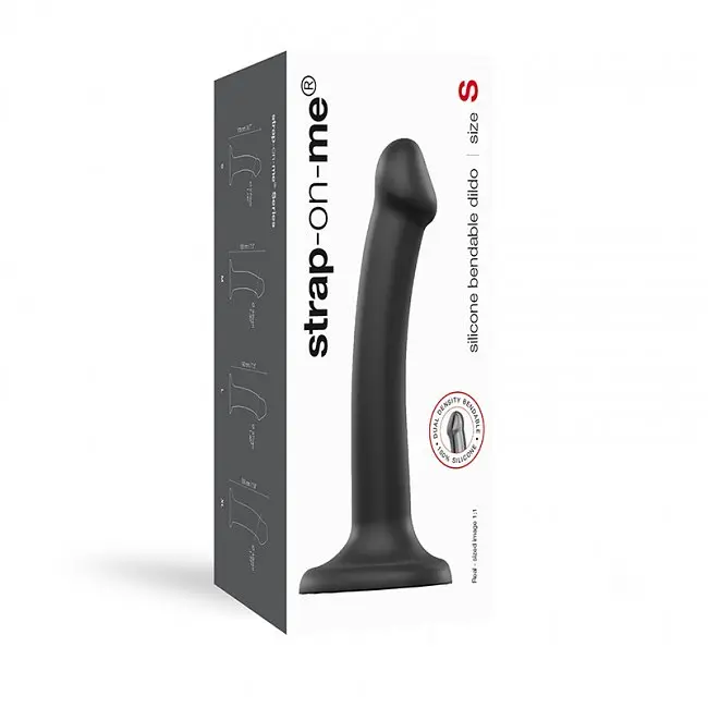 Фалоімітатор Strap-On-Me Bendable Double Density S 17 см чорний - фото 5